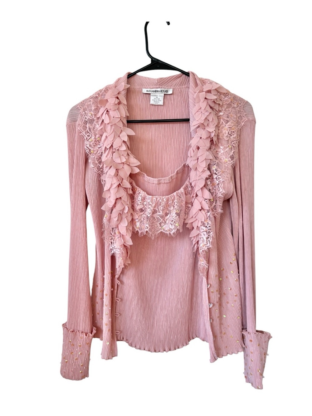 Alexandra Rosati accordion-pleated cardigan and matching camisole